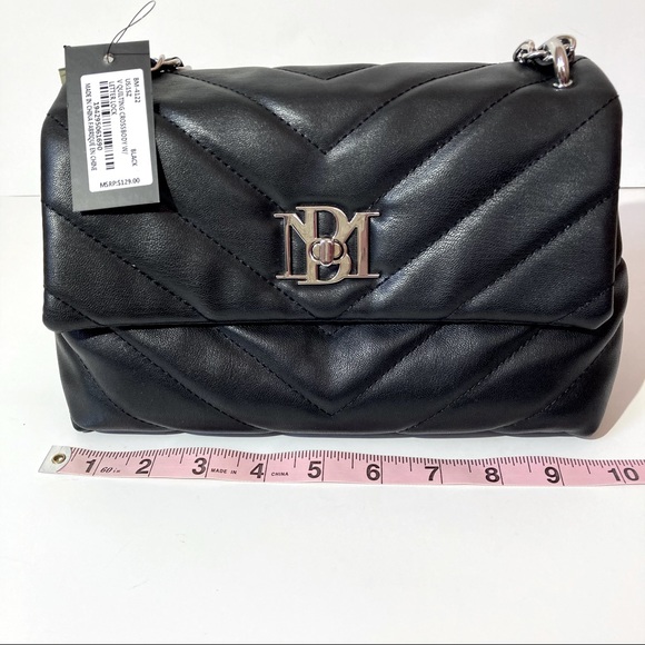 NWT Badgley Mischka Black Quilted bag w/letter lock - Picture 9 of 15
